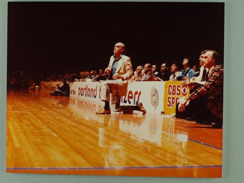 "Jack Ramsay on the sidelines", Photo by Bill Zavin.